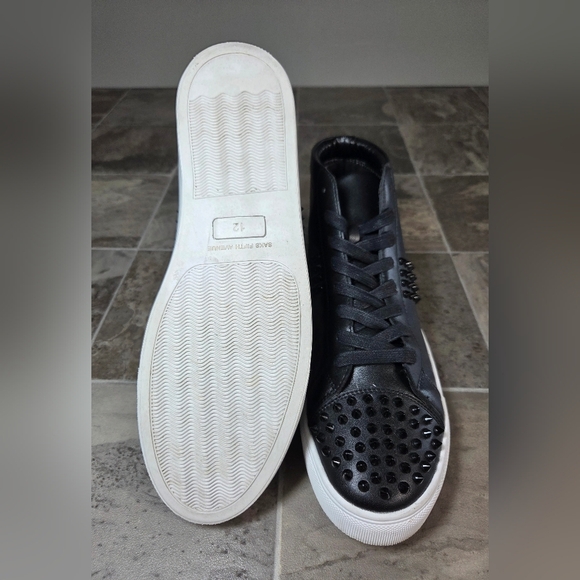 SAKS FIFTH AVENUE WENTWORTH STUDDED LEATHER HIGH TOP SNEAKERS. - Picture 6 of 8